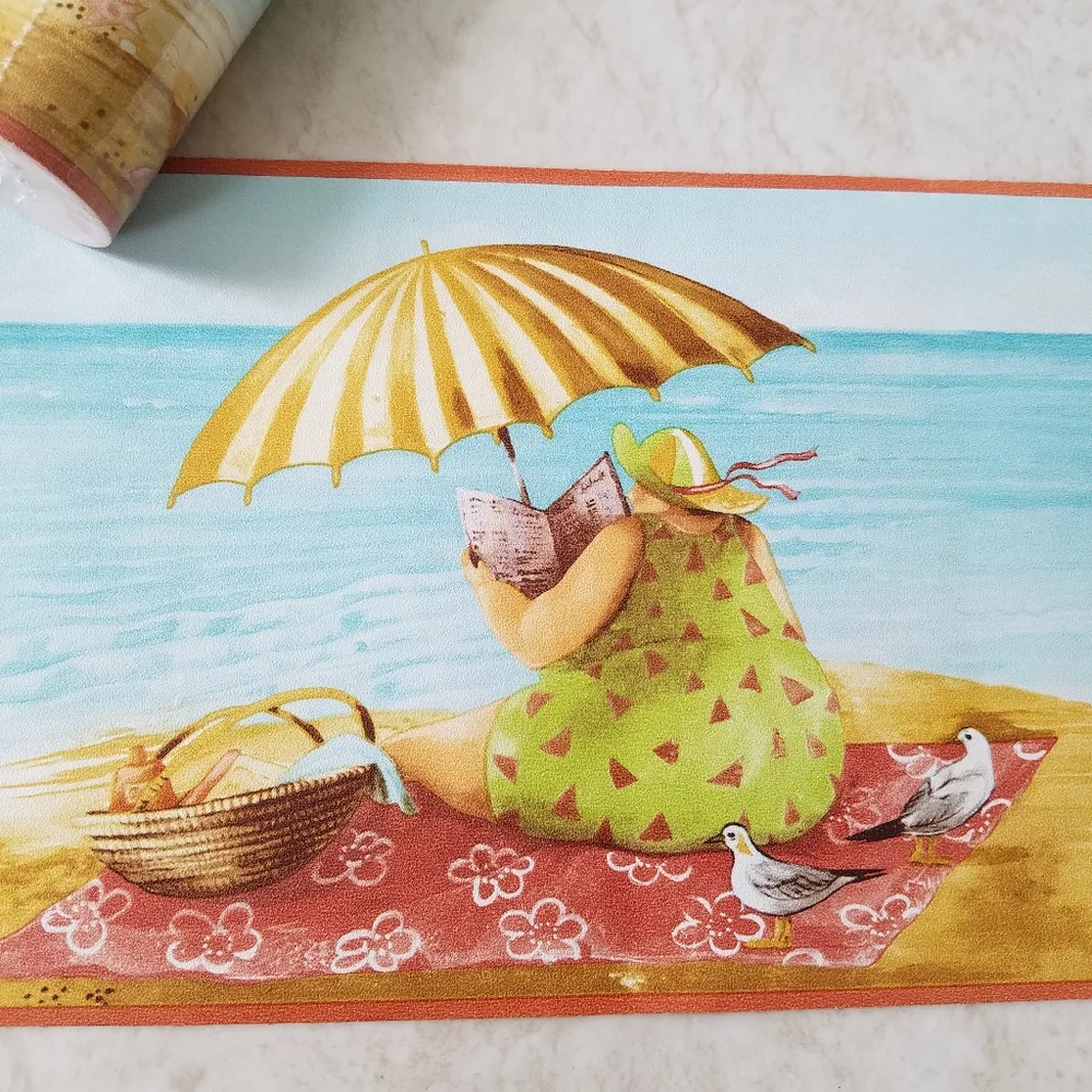 Wallpaper Border Comical Beach Ladies